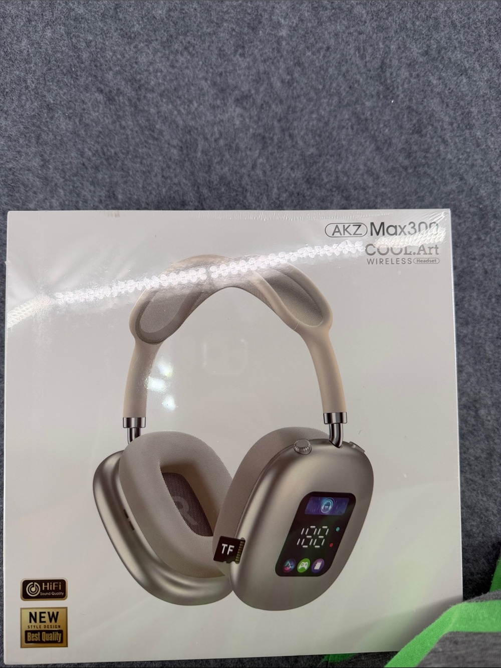 AKZ Cool Art Max 300 silver wireless HiFi stainless steel frame headphones NWT